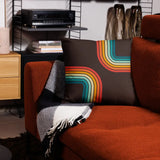 Black Orange Yellow 70s Scandi Style Plant Pot with Wooden Legs - Home Accessories