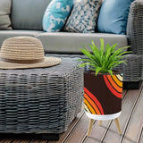 Black Orange Yellow 70s Scandi Style Plant Pot with Wooden Legs - Home Accessories