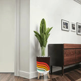 Black Orange Yellow 70s Scandi Style Plant Pot with Wooden Legs - Home Accessories