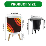 Black Orange Yellow 70s Scandi Style Plant Pot with Wooden Legs - Home Accessories