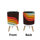 Black Orange Yellow 70s Scandi Style Plant Pot with Wooden Legs - Home Accessories