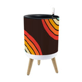Black Orange Yellow 70s Scandi Style Plant Pot with Wooden Legs - Home Accessories