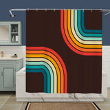 Black Rainbow 70s Retro Shower Curtain - Midcentury Style Home - retro bathroom