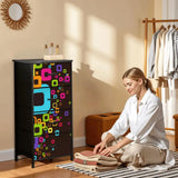 Black Rainbow Color-Popped Retro Atomic Fabric Dressers for Every Room - One Size - retro ads