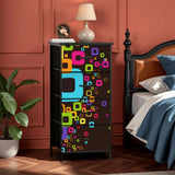Black Rainbow Color-Popped Retro Atomic Fabric Dressers for Every Room - One Size - retro ads