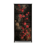 Black Red Dark Floral 4-Drawer Dresser – Lightweight Storage Unit - retro dresser