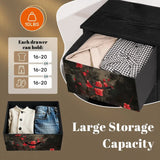 Black Red Dark Floral 4-Drawer Dresser – Lightweight Storage Unit - retro dresser
