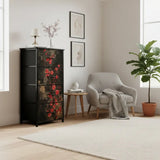 Black Red Dark Floral 4-Drawer Dresser – Lightweight Storage Unit - retro dresser
