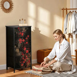Black Red Dark Floral 4-Drawer Dresser – Lightweight Storage Unit - retro dresser