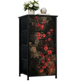 Black Red Dark Floral 4-Drawer Dresser – Lightweight Storage Unit - retro dresser