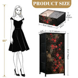 Black Red Dark Floral 4-Drawer Dresser – Lightweight Storage Unit - retro dresser