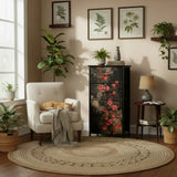 Black Red Dark Floral 4-Drawer Dresser – Lightweight Storage Unit - retro dresser