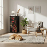 Black Red Dark Floral 4-Drawer Dresser – Lightweight Storage Unit - retro dresser