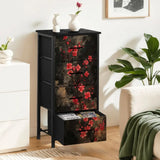 Black Red Dark Floral 4-Drawer Dresser – Lightweight Storage Unit - retro dresser