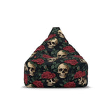 Black Red Green Gothic Bean Bag Chair Cover - Skulls and Roses Decor for Game Rooms Lounge Living Room - 2 sizes - 27’’