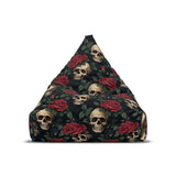 Black Red Green Gothic Bean Bag Chair Cover - Skulls and Roses Decor for Game Rooms Lounge Living Room - 2 sizes - 38’’