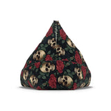 Black Red Green Gothic Bean Bag Chair Cover - Skulls and Roses Decor for Game Rooms Lounge Living Room - 2 sizes
