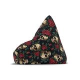 Black Red Green Gothic Bean Bag Chair Cover - Skulls and Roses Decor for Game Rooms Lounge Living Room - 2 sizes