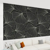 Black White Ginkgo Stick and Peel Wallpaper: Modern Removable Mural - 144’’x100’’ - retro wallpaper