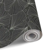 Black White Ginkgo Stick and Peel Wallpaper: Modern Removable Mural - 144’’x100’’ - retro wallpaper