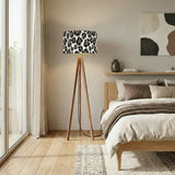 Black White Gray Leopard Wooden Tripod Floor Lamp - Retro Scandi Style Light - retro floor lamps