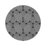 Black White Retro 80s Round Chenille Rug Monochrome Vintage Style Accent - 60’’ × 60’’ - retro rug