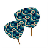 Blue 70s Retro Nesting Coffee Table Set: Midcentury Tripod Side Tables - retro ads