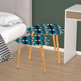 Blue 70s Retro Nesting Coffee Table Set: Midcentury Tripod Side Tables - retro ads