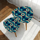 Blue 70s Retro Nesting Coffee Table Set: Midcentury Tripod Side Tables - retro ads