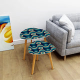 Blue 70s Retro Nesting Coffee Table Set: Midcentury Tripod Side Tables - retro ads
