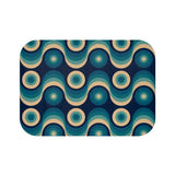 Blue Beige 60s Wave Pattern Bath Mat | Mid Century Home Decor - 24’’ × 17’’ - retro bathroom