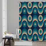 Blue Beige 60s Wave Pattern Bath Mat | Mid Century Home Decor - retro bathroom
