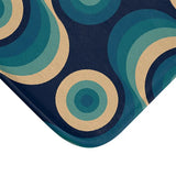 Blue Beige 60s Wave Pattern Bath Mat | Mid Century Home Decor - retro bathroom