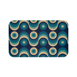 Blue Beige 60s Wave Pattern Bath Mat | Mid Century Home Decor - retro bathroom