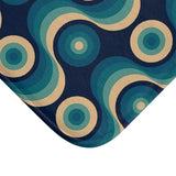 Blue Beige 60s Wave Pattern Bath Mat | Mid Century Home Decor - retro bathroom
