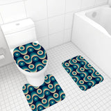 Blue Beige Vintage 70s Bath Mat Set 3pcs | Retro Midcentury Bathroom - One Size - retro bathroom