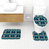 Blue Beige Vintage 70s Bath Mat Set 3pcs | Retro Midcentury Bathroom - One Size - retro bathroom