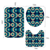 Blue Beige Vintage 70s Bath Mat Set 3pcs | Retro Midcentury Bathroom - One Size - retro bathroom