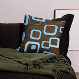 Blue Brown Retro Double Duvet Cover Set: Full Size Midcentury Bedding - retro bedding