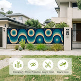 Blue Mid-Century Outdoor Privacy Screen – Waterproof Balcony Cover - Retro Privacy Screen