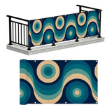 Blue Mid-Century Outdoor Privacy Screen – Waterproof Balcony Cover - Retro Privacy Screen