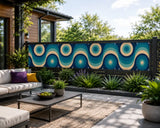 Blue Mid-Century Outdoor Privacy Screen – Waterproof Balcony Cover - Retro Privacy Screen