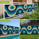 Blue Mid-Century Outdoor Privacy Screen – Waterproof Balcony Cover - Retro Privacy Screen
