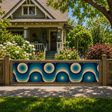 Blue Mid-Century Outdoor Privacy Screen – Waterproof Balcony Cover - Retro Privacy Screen
