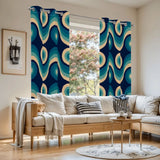 Blue Midcentury Modern Blackout Curtains: 70s Retro Multi Sizes Panels - retro curtains