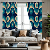 Blue Midcentury Modern Blackout Curtains: 70s Retro Multi Sizes Panels - retro curtains