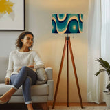 Blue Midcentury Modern Tripod Floor Lamp: 70s Nordic Retro Style LED Remote - retro floor lamps