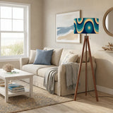 Blue Midcentury Modern Tripod Floor Lamp: 70s Nordic Retro Style LED Remote - retro floor lamps