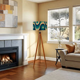 Blue Midcentury Modern Tripod Floor Lamp: 70s Nordic Retro Style LED Remote - retro floor lamps