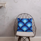 Blue Midcentury THROW PILLOW 70s Retro Circles Pattern - 18″×18″ - retro pillow